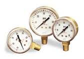 Three brass-cased dial pressure gauges